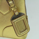 PRADA Hand Bag Safiano leather Gold Auth 60231V-19