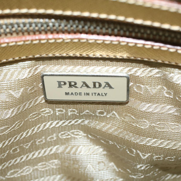 PRADA Hand Bag Safiano leather Gold Auth 60231A
