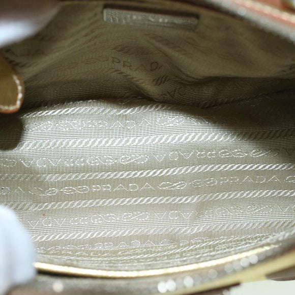 PRADA Hand Bag Safiano leather Gold Auth 60231A