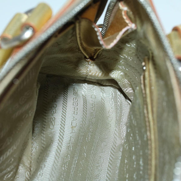 PRADA Hand Bag Safiano leather Gold Auth 60231V