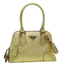 PRADA Hand Bag Safiano leather Gold Auth 60231A-1