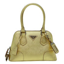 PRADA Hand Bag Safiano leather Gold Auth 60231V-13