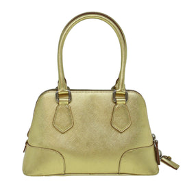 PRADA Hand Bag Safiano leather Gold Auth 60231V - 0