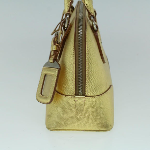 PRADA Hand Bag Safiano leather Gold Auth 60231V