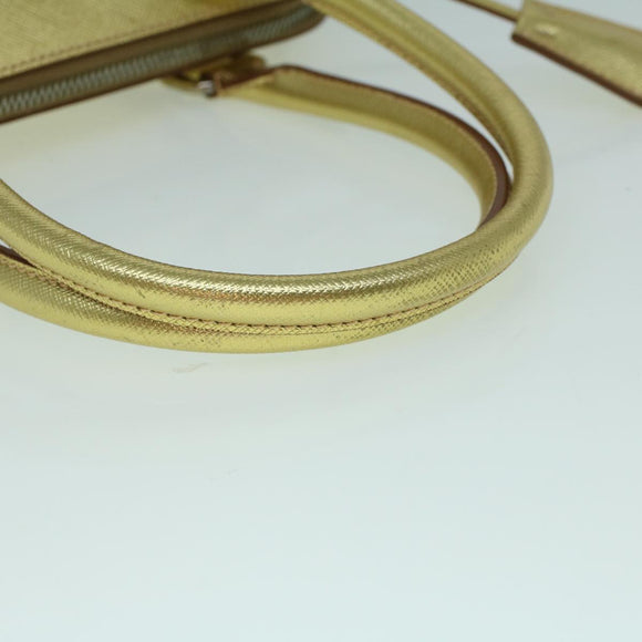 PRADA Hand Bag Safiano leather Gold Auth 60231A