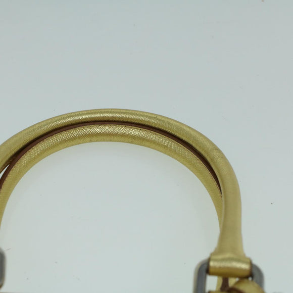 PRADA Hand Bag Safiano leather Gold Auth 60231A