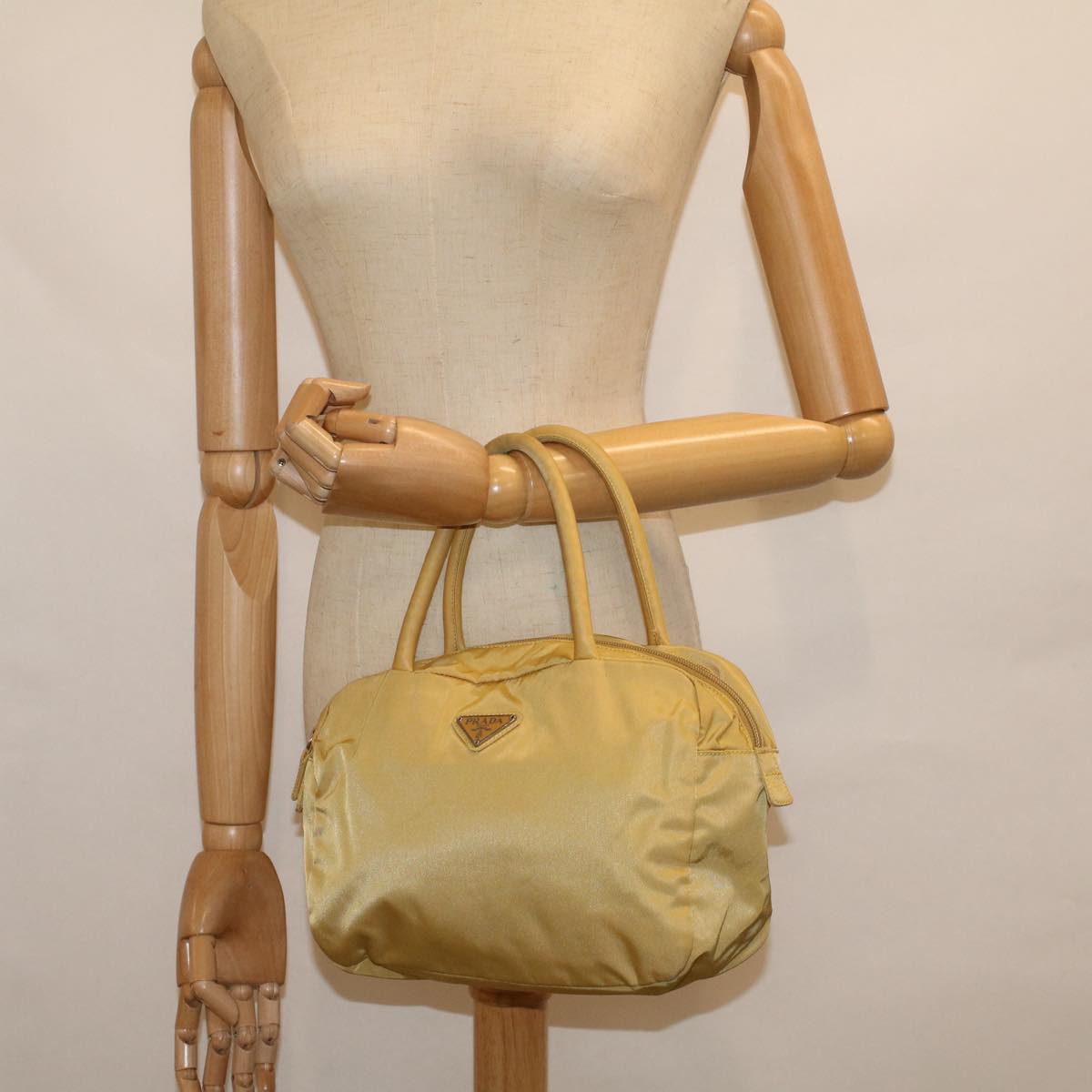 PRADA Hand Bag Nylon Yellow Auth 60250