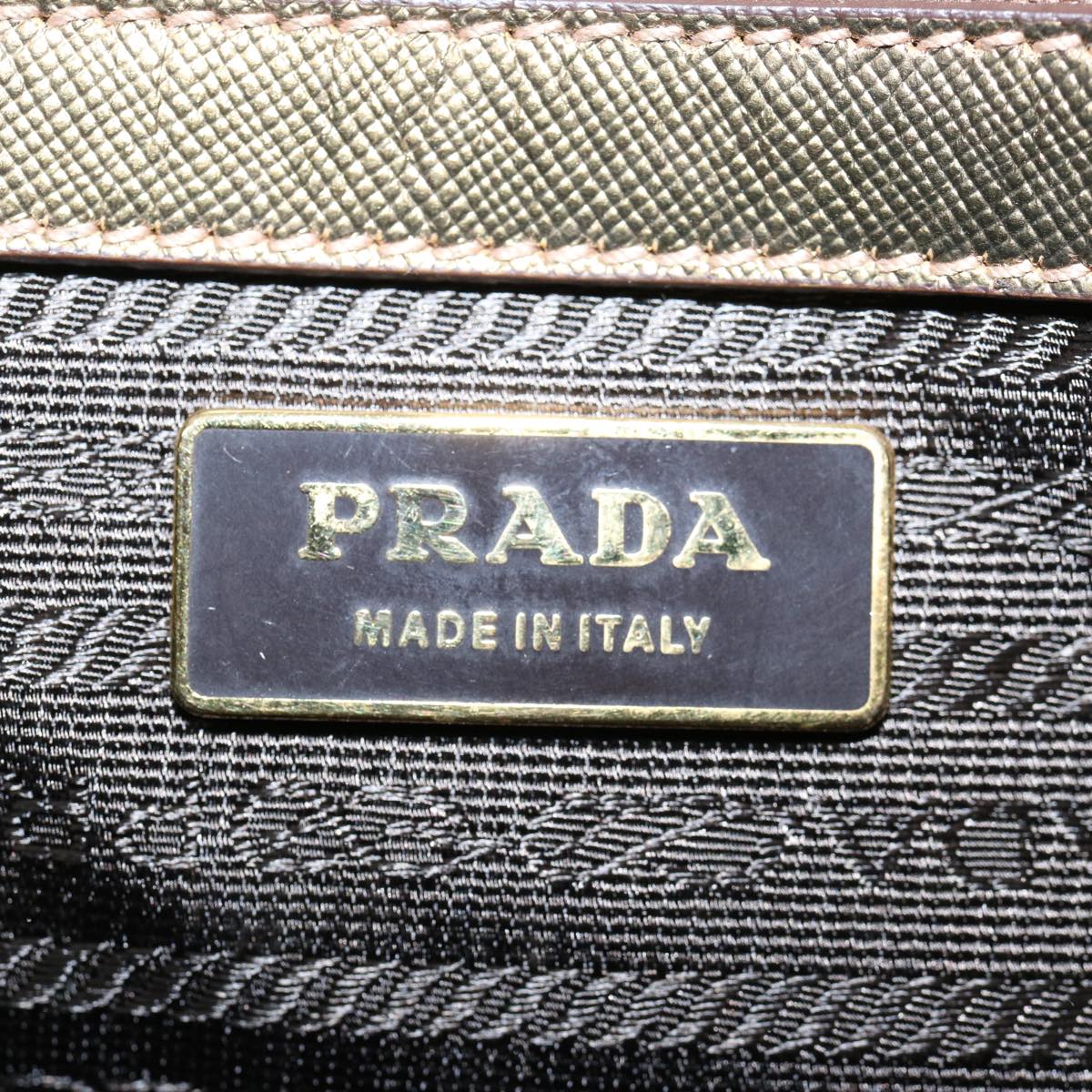 PRADA Hand Bag Canvas Gold Auth 60299