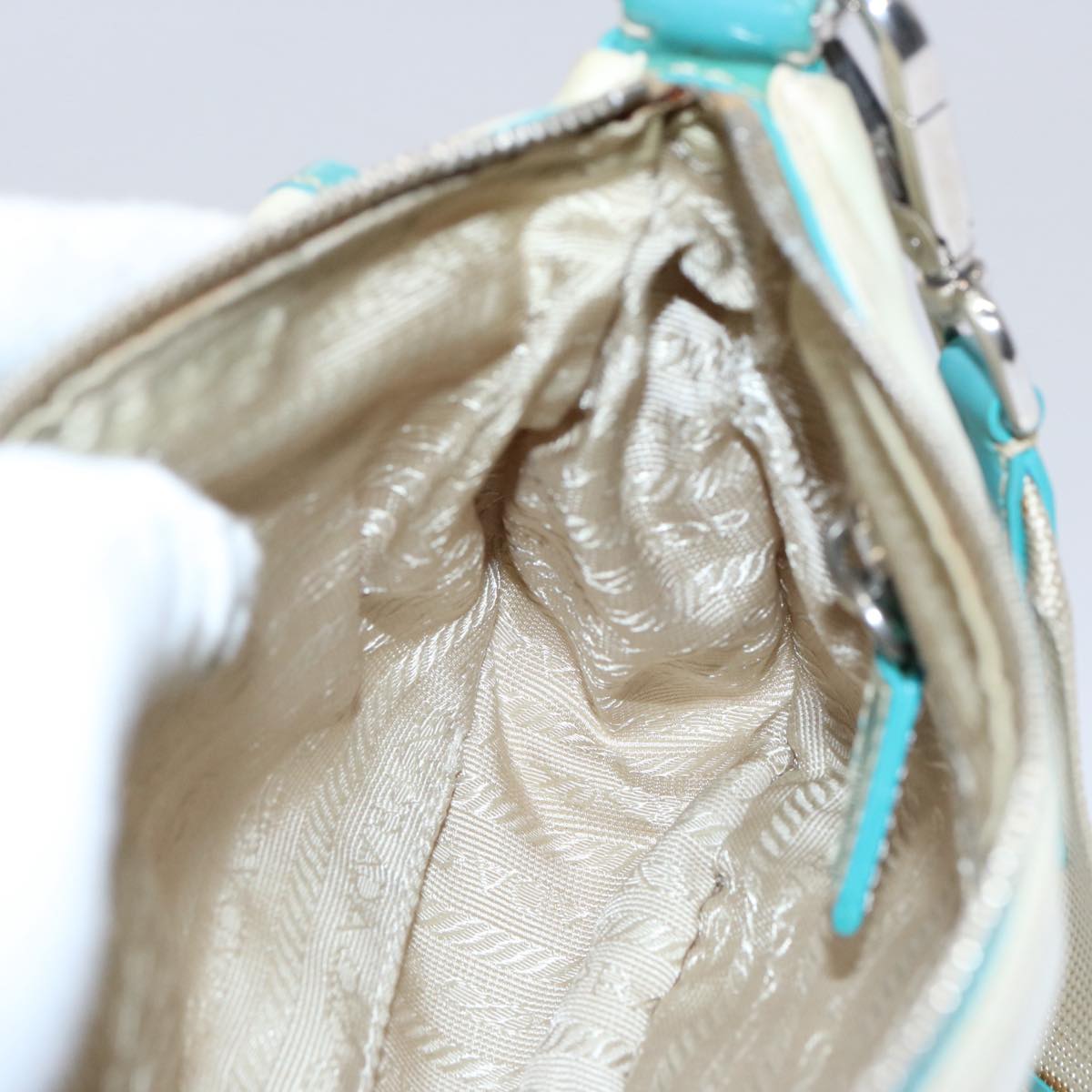 PRADA Shoulder Bag Nylon White Auth 60312
