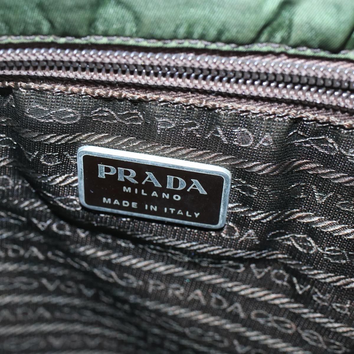 PRADA Hand Bag Nylon Khaki Auth 60401