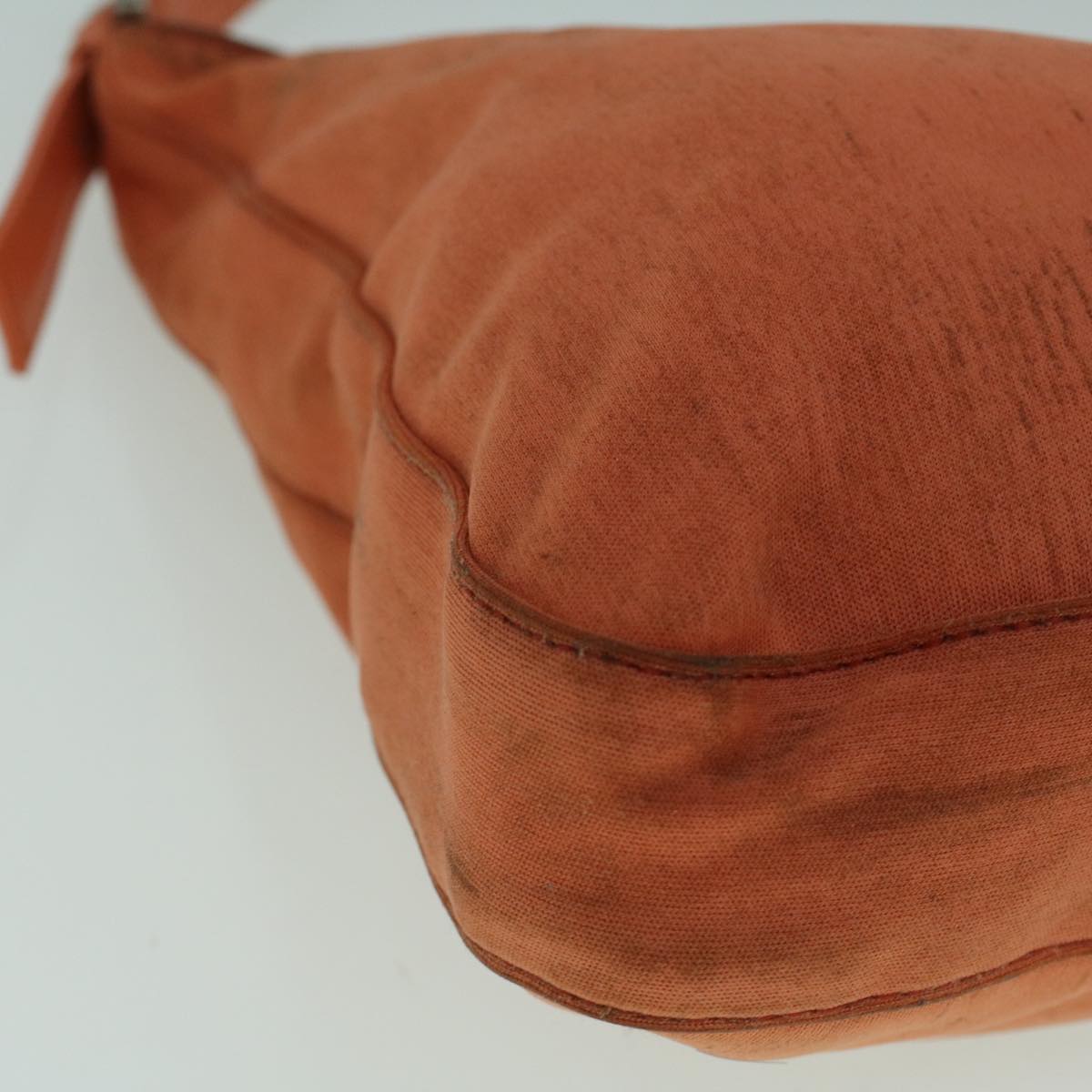 FENDI Mamma Baguette Shoulder Bag Nylon Orange Auth 60423
