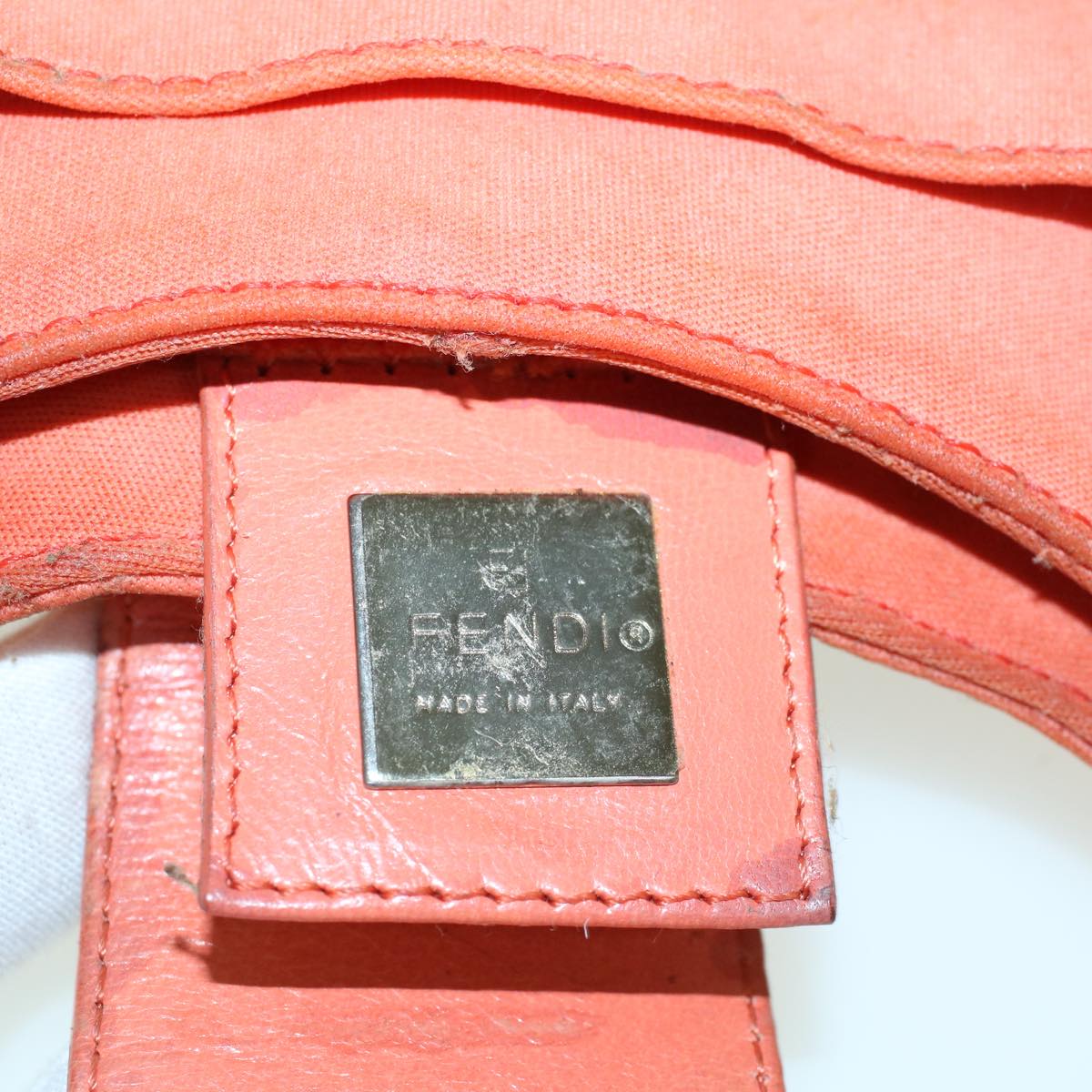 FENDI Mamma Baguette Shoulder Bag Nylon Orange Auth 60423