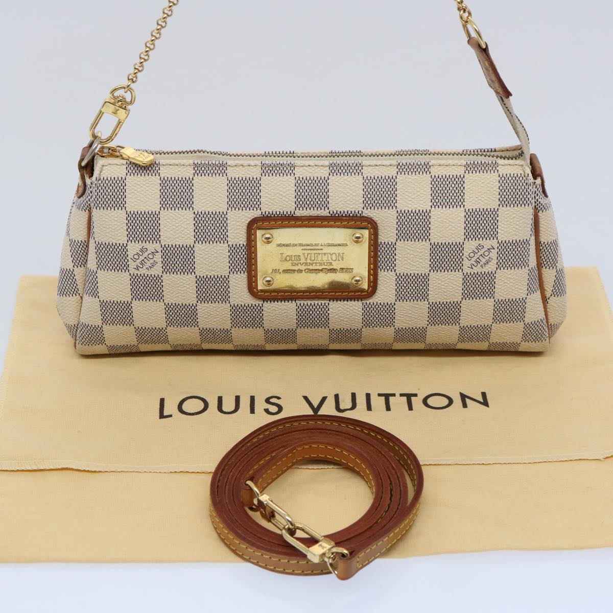 LOUIS VUITTON Damier Azur Eva Shoulder Bag 2way N55214 LV Auth 60463