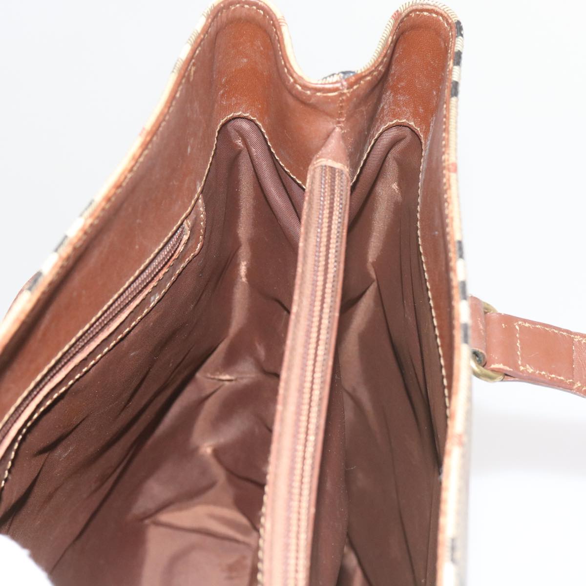Burberrys Nova Check Tote Bag PVC Leather Beige Auth 60590