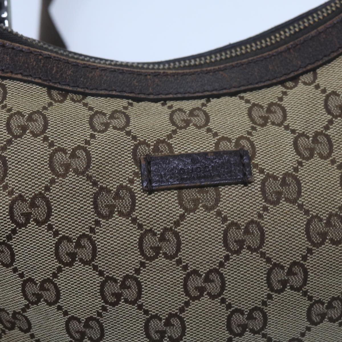 GUCCI GG Canvas Shoulder Bag Beige 181092 Auth 60607