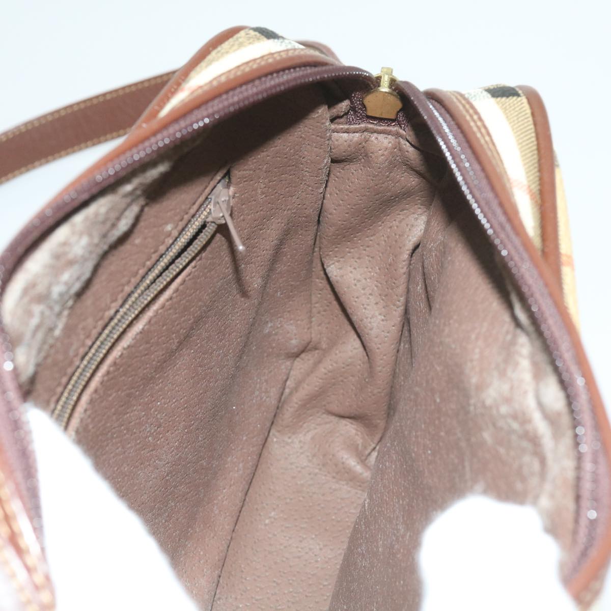 Burberrys Nova Check Shoulder Bag PVC Leather Beige Auth 60645