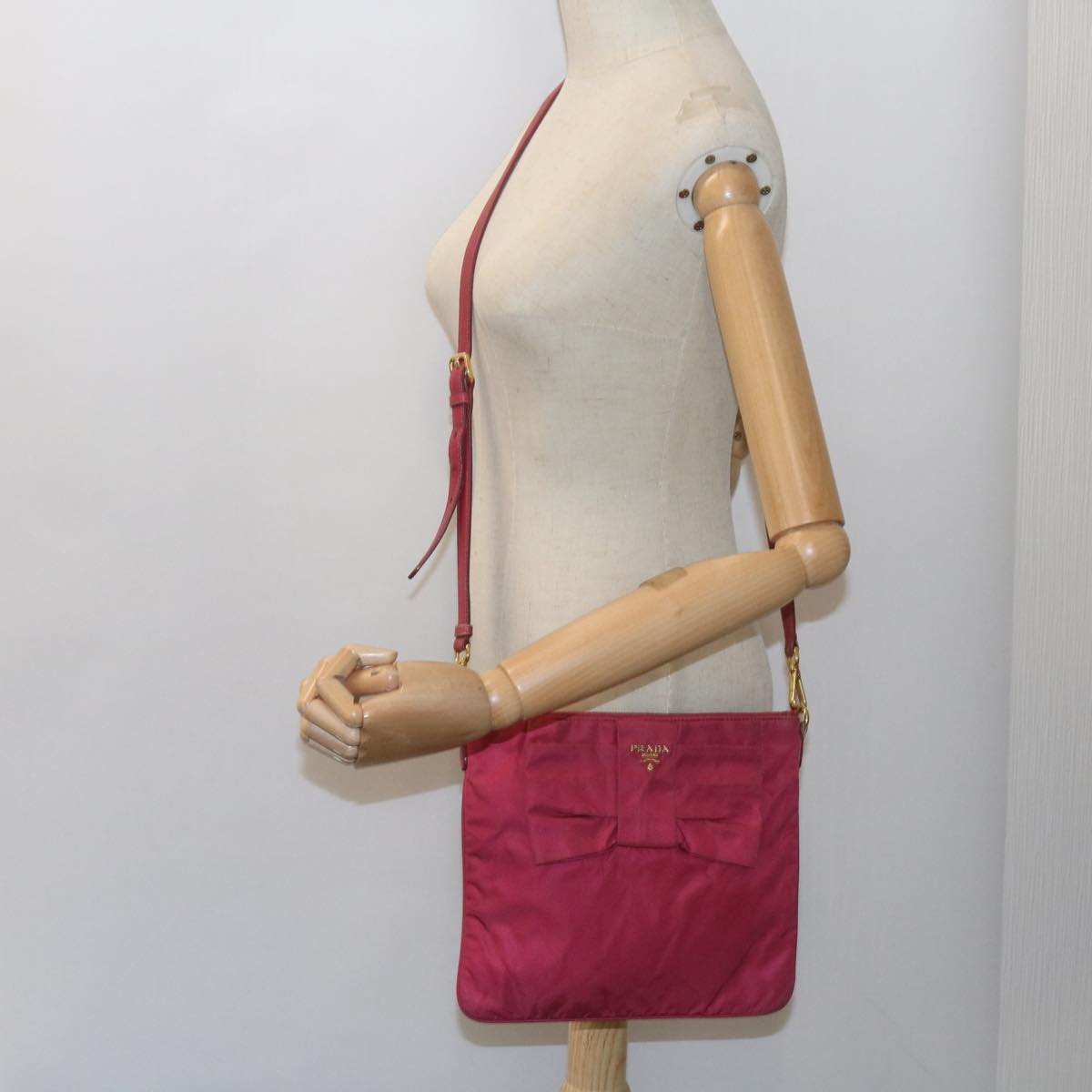 PRADA Shoulder Bag Nylon Pink Auth 60702