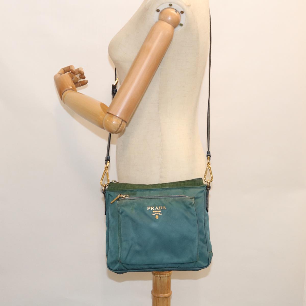 PRADA Shoulder Bag Nylon Green Auth 60704