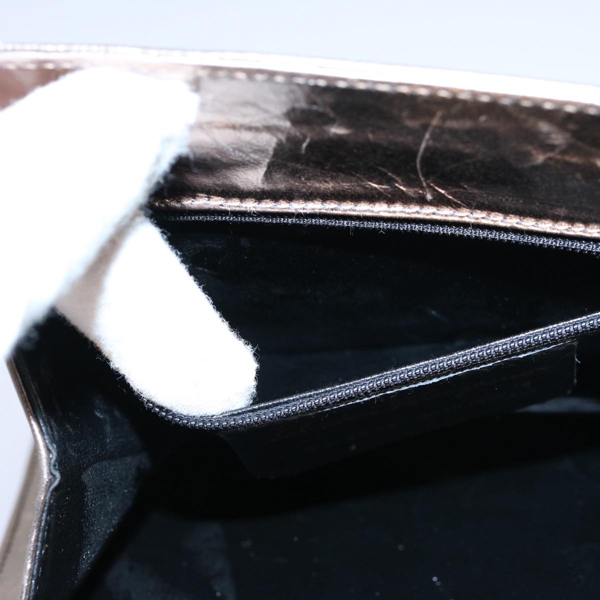 Salvatore Ferragamo Gancini Hand Bag Leather Silver Auth 60744