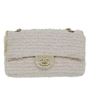 CHANEL Matelasse Chain Shoulder Bag Tweed Pink CC Auth 60753A-13