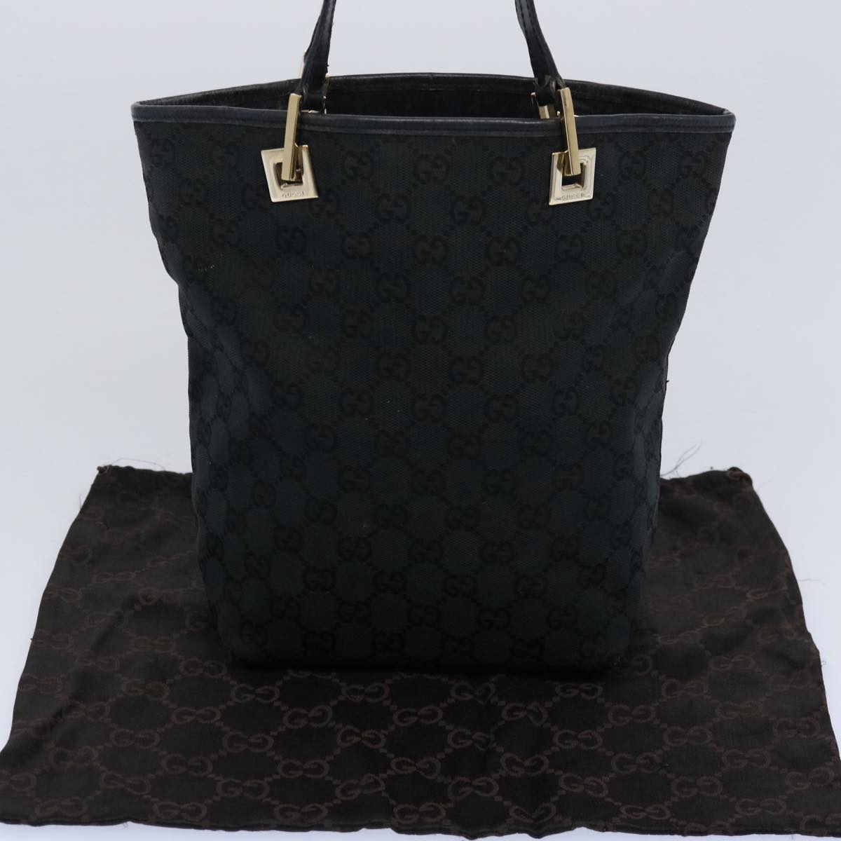 GUCCI GG Canvas Tote Bag Black 002 1099 Auth 60792