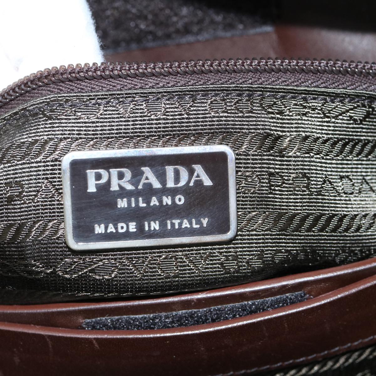 PRADA Tote Bag Wool Brown Auth 60799