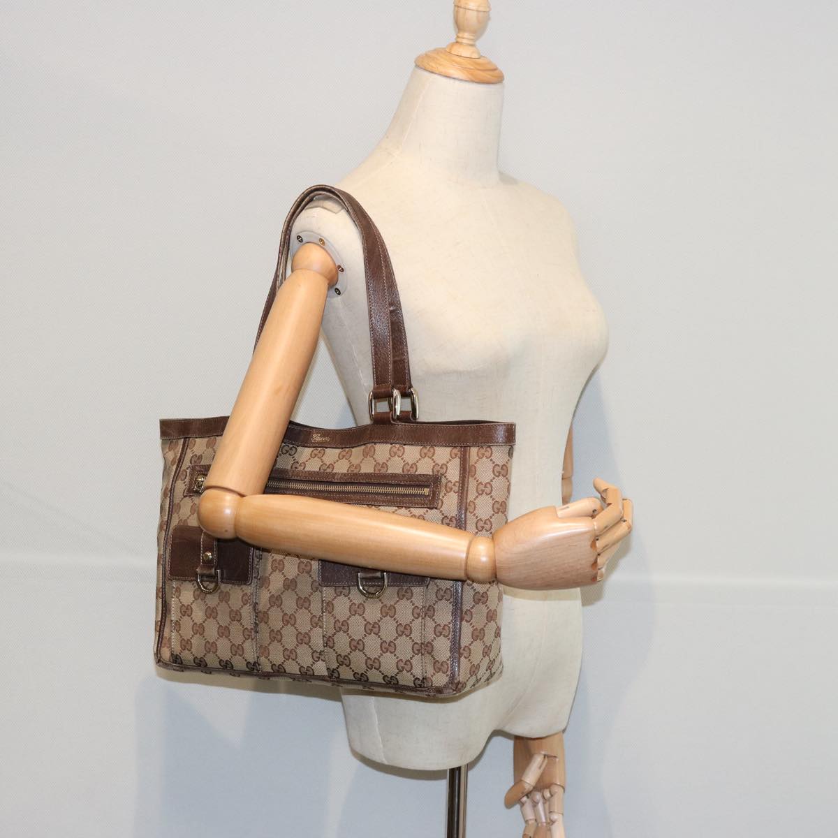 GUCCI GG Canvas Tote Bag Beige 146247 Auth 60800