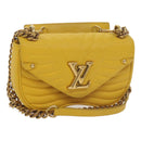 LOUIS VUITTON New Wave Chain Bag PM Shoulder Bag Leather Yellow LV Auth 60852A-1