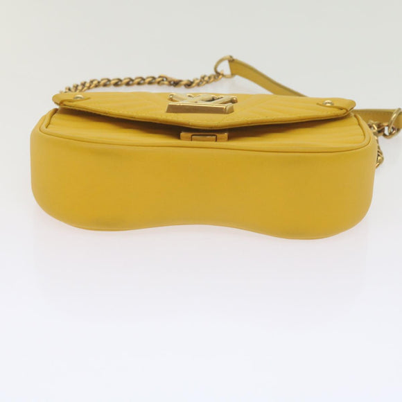 LOUIS VUITTON New Wave Chain Bag PM Shoulder Bag Leather Yellow LV Auth 60852A