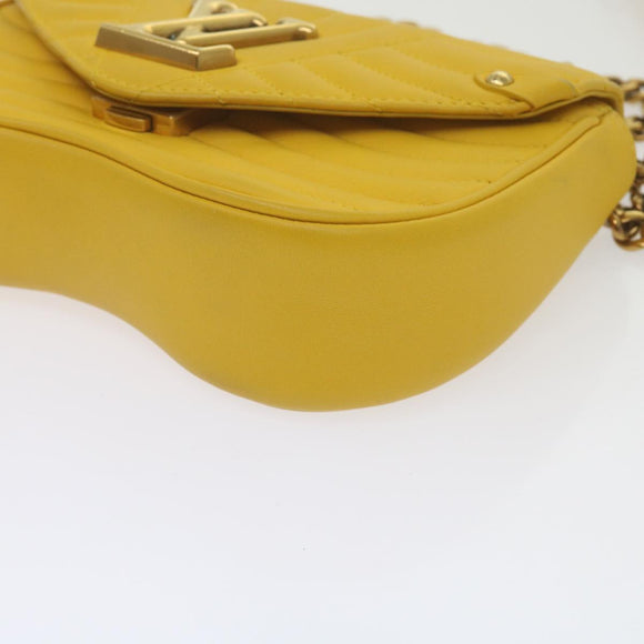 LOUIS VUITTON New Wave Chain Bag PM Shoulder Bag Leather Yellow LV Auth 60852A