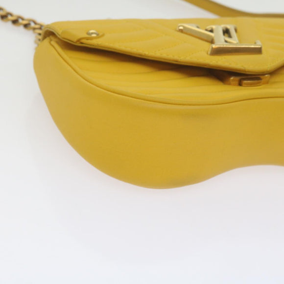 LOUIS VUITTON New Wave Chain Bag PM Shoulder Bag Leather Yellow LV Auth 60852A