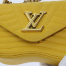LOUIS VUITTON New Wave Chain Bag PM Shoulder Bag Leather Yellow LV Auth 60852A-22