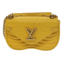 LOUIS VUITTON New Wave Chain Bag PM Shoulder Bag Leather Yellow LV Auth 60852A-13