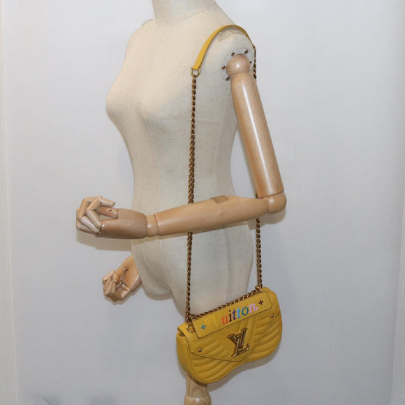 LOUIS VUITTON New Wave Chain Bag PM Schoudertas Leer Geel LV Auth 60852SAV