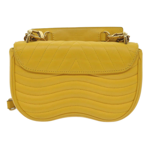LOUIS VUITTON New Wave Chain Bag PM Shoulder Bag Leather Yellow LV Auth 60852A