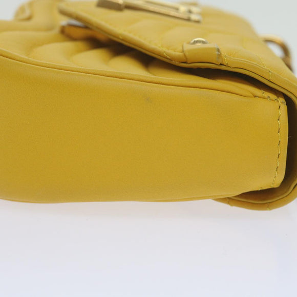 LOUIS VUITTON New Wave Chain Bag PM Shoulder Bag Leather Yellow LV Auth 60852A