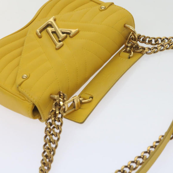 LOUIS VUITTON New Wave Chain Bag PM Shoulder Bag Leather Yellow LV Auth 60852A