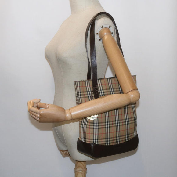 Burberry Nova Check Umhängetasche Canvas Beige Auth 60870