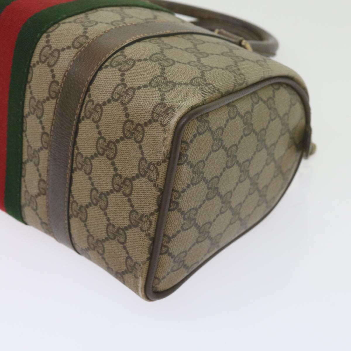 GUCCI GG Supreme Web Sherry Line Hand Bag Beige Red Green 69 02 006 Auth 60884