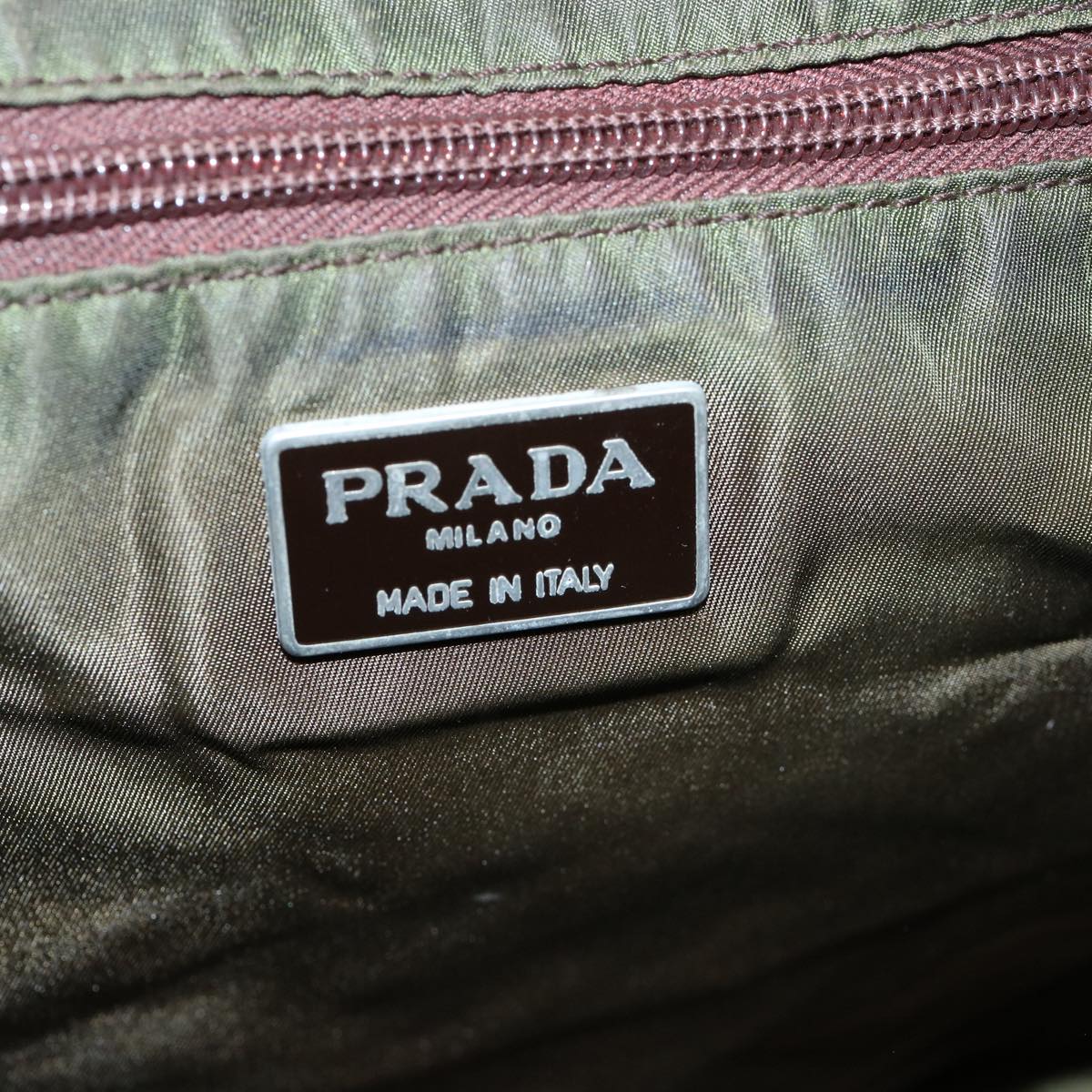 PRADA Hand Bag Nylon Khaki Auth 60968