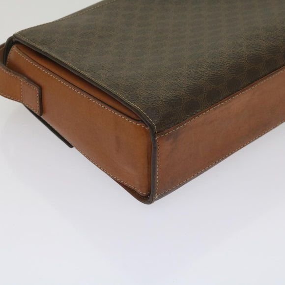 CELINE Macadam Canvas Umhängetasche PVC Leder Braun Auth 60985
