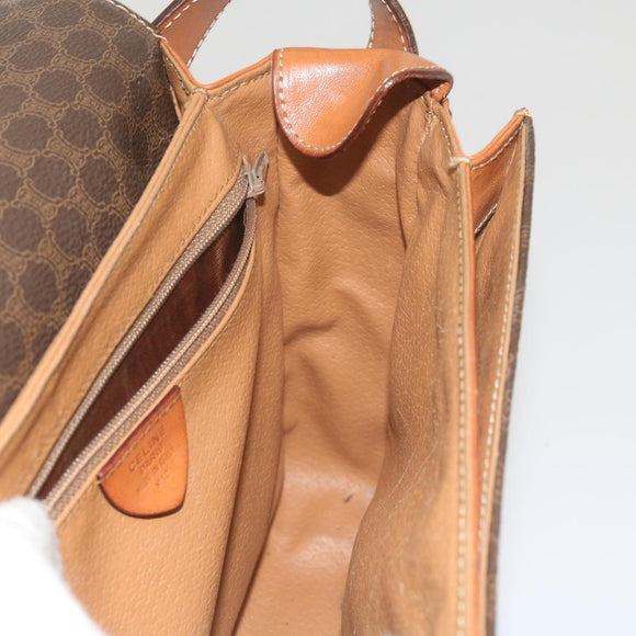 CELINE Macadam Canvas Umhängetasche PVC Leder Braun Auth 60985