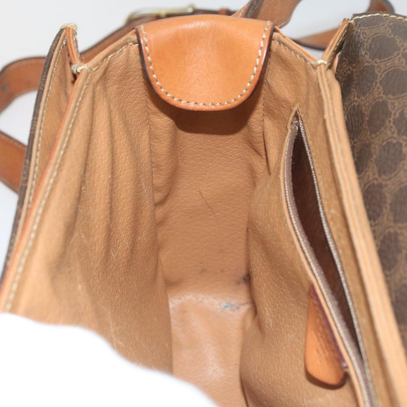 CELINE Macadam Canvas Umhängetasche PVC Leder Braun Auth 60985