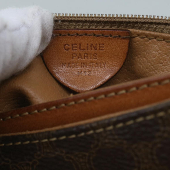 CELINE Macadam Canvas Umhängetasche PVC Leder Braun Auth 60985