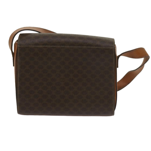 CELINE Macadam Canvas Umhängetasche PVC Leder Braun Auth 60985