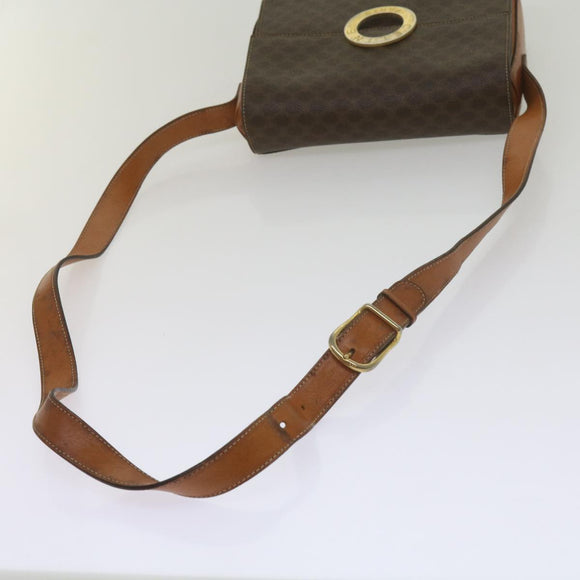 CELINE Macadam Canvas Umhängetasche PVC Leder Braun Auth 60985