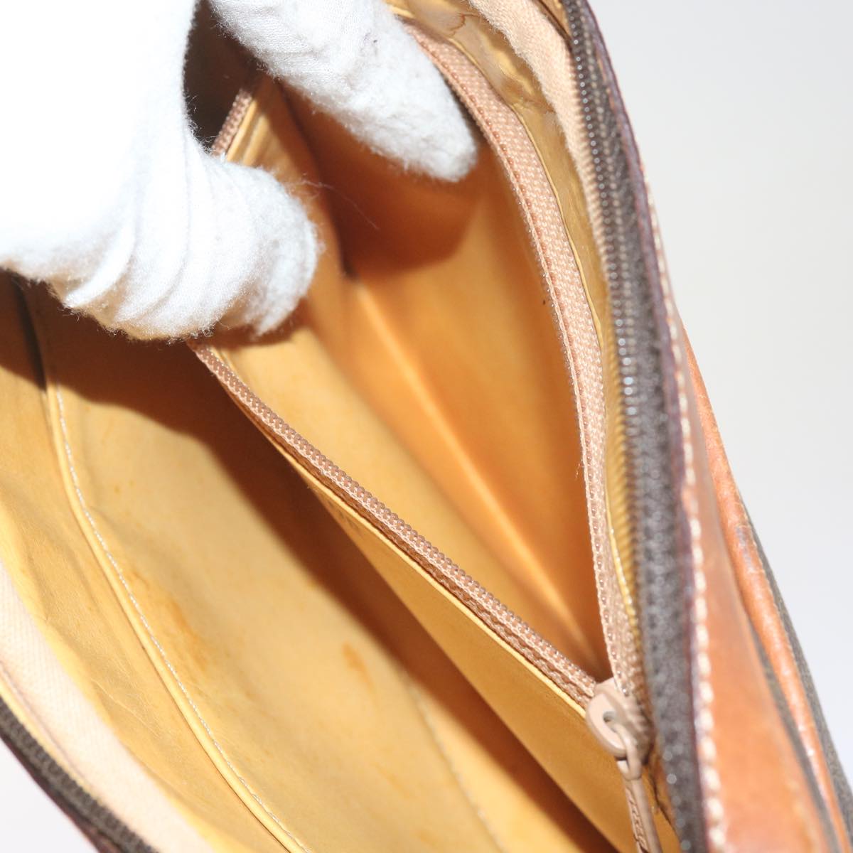 CELINE Macadam Canvas Clutch Bag PVC Leather Brown Auth 61062