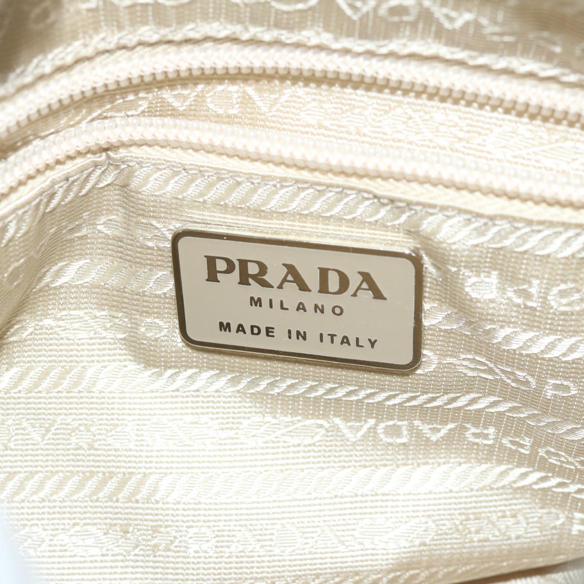 PRADA Shoulder Bag Nylon Enamel Beige Auth 61325