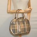 BURBERRY Nova Check Hand Bag Nylon Canvas Beige Auth 61344-21
