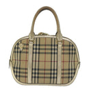 BURBERRY Nova Check Hand Bag Nylon Canvas Beige Auth 61344-2